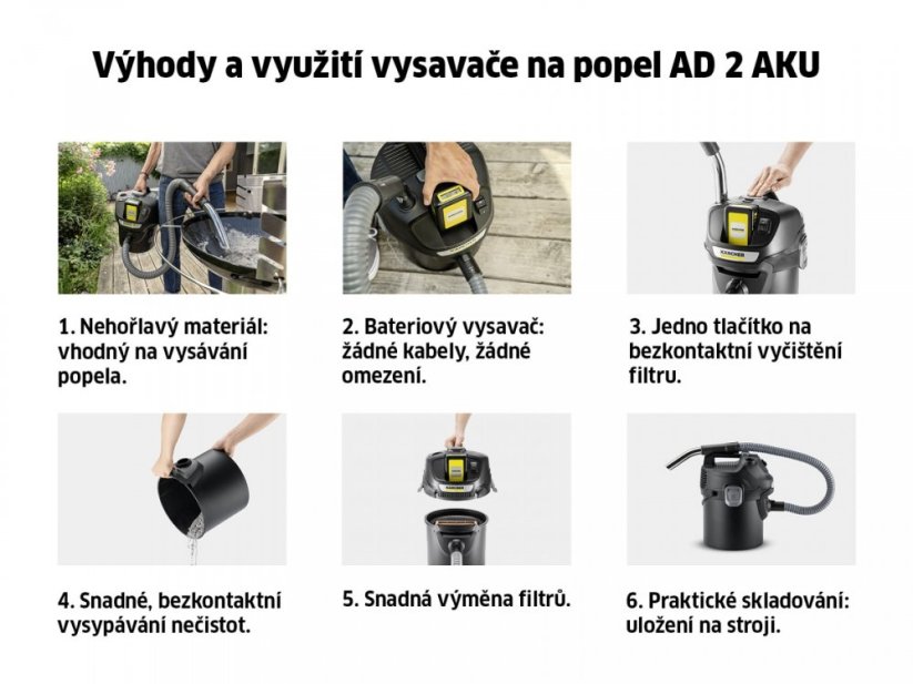 Vysavač na popel a suché necistoty AD 2 AKU verze